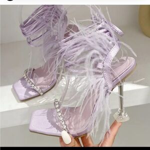 Elegant Lavender Feathered Heels
